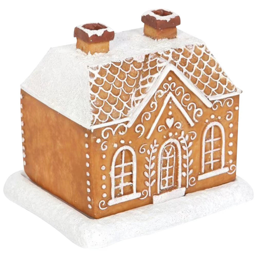 Resin Christmas Village House Winter Log Cabin Incense Burner Rustic Christmas Chimney Hut Incense Cones Room Decor