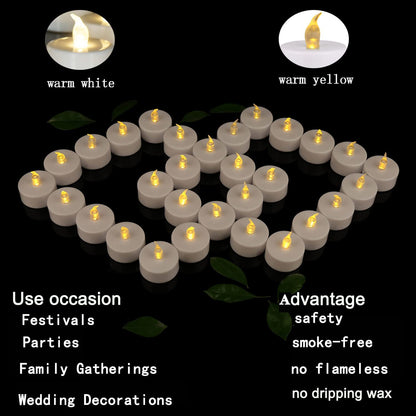 24Pack Battery Tea Lights - LED Tea Lights Realistic and Bright Flickering Holiday Gift Operated Flameless LED Tea Light for Seasonal & Festival Celebration Warm Yellow Lamp Battery Powered